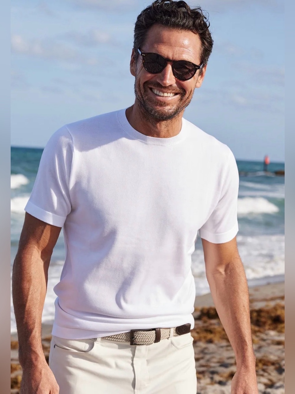 Collars & Co Mens Size 2XL Maranello Knit Cotton Silk Shirt White New With Tag